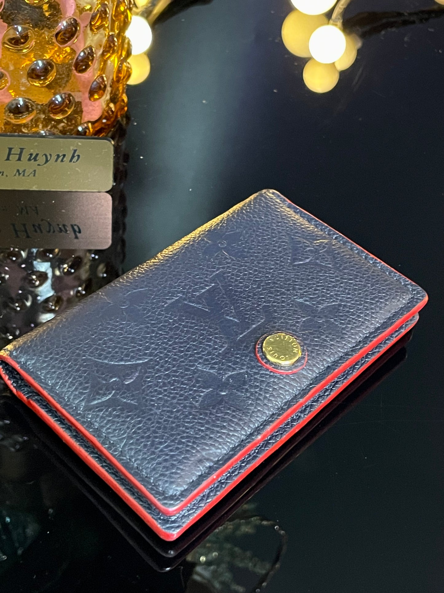 Authentic Louis Vuitton Empreinte Multicartes in Marine Rouge
