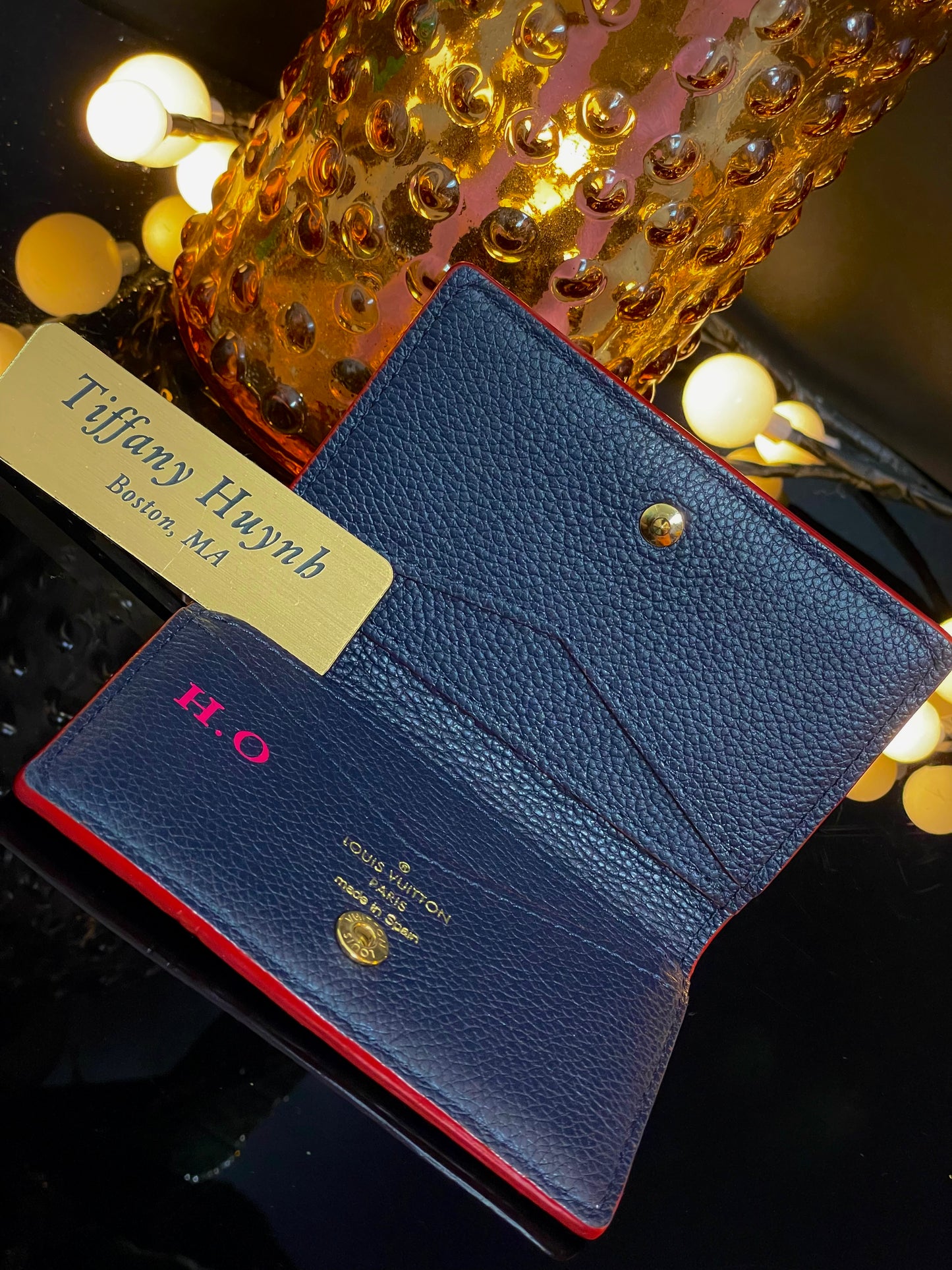 Authentic Louis Vuitton Empreinte Multicartes in Marine Rouge