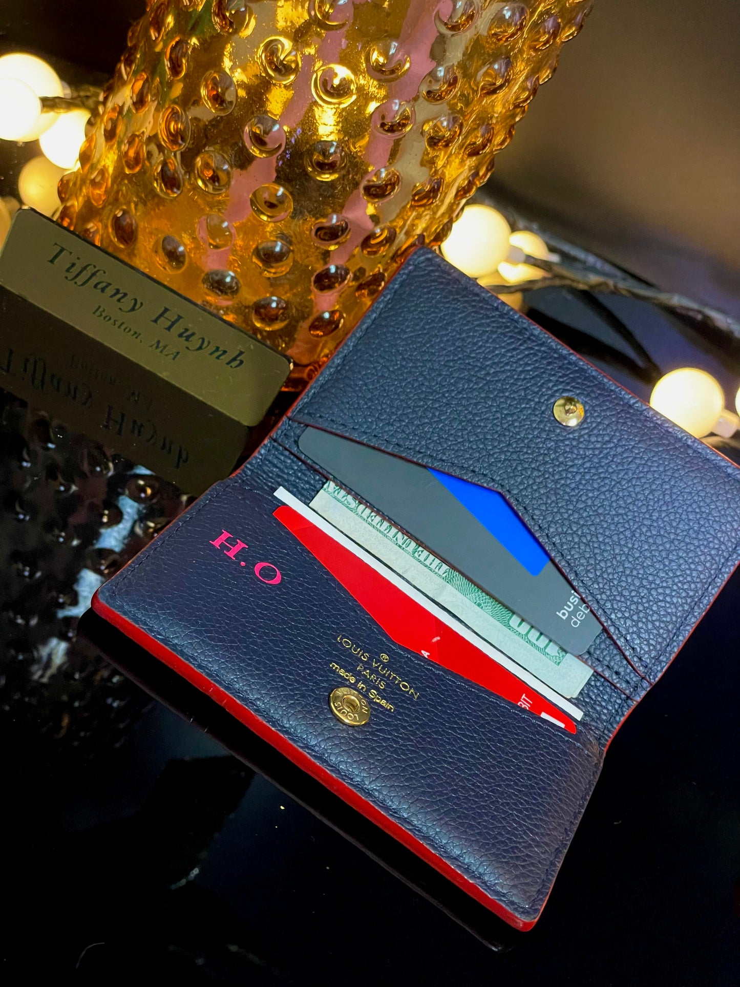 Authentic Louis Vuitton Empreinte Multicartes in Marine Rouge