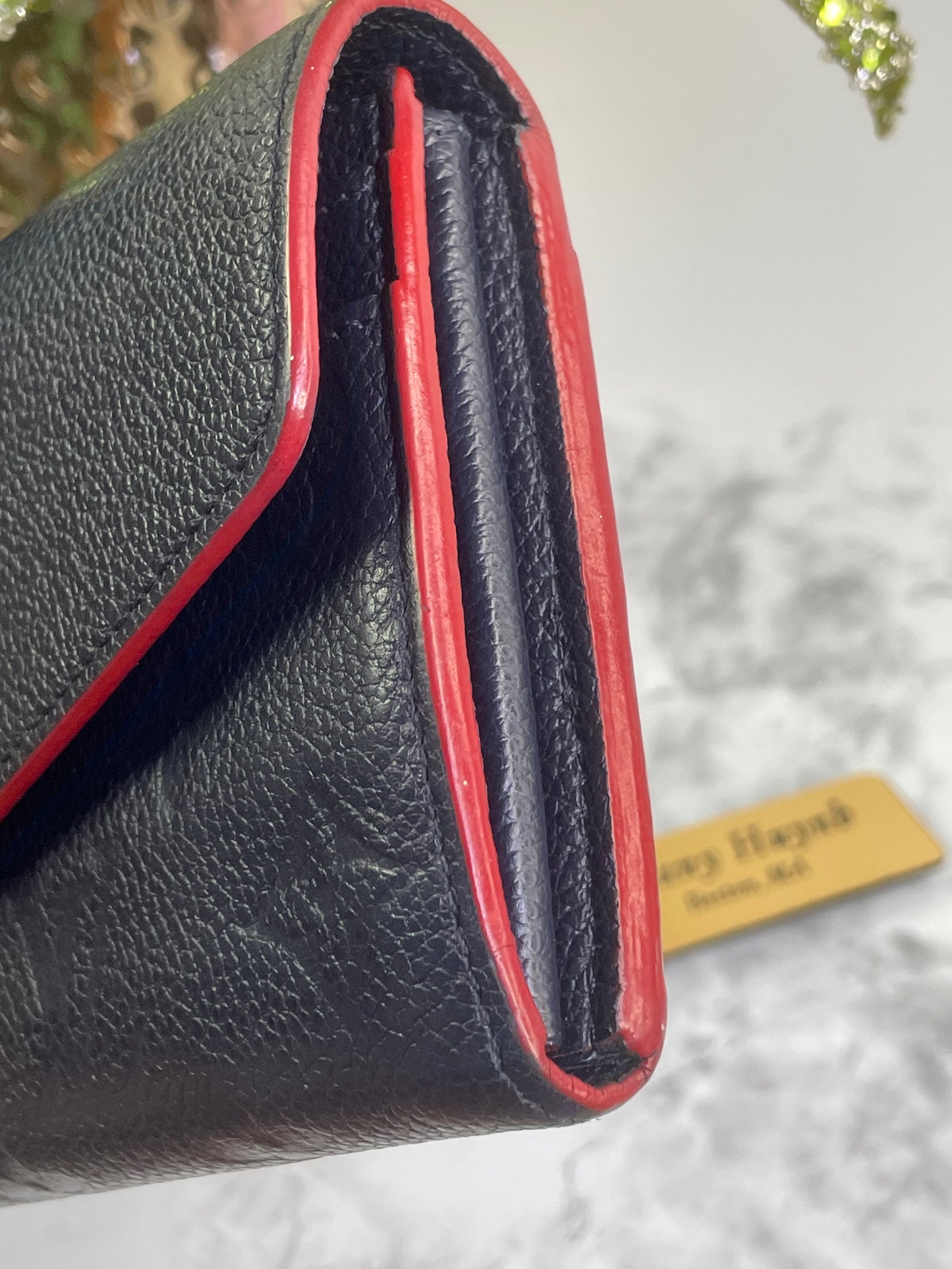 Authentic Louis Vuitton Empreinte Sarah Wallet in Marine Rouge