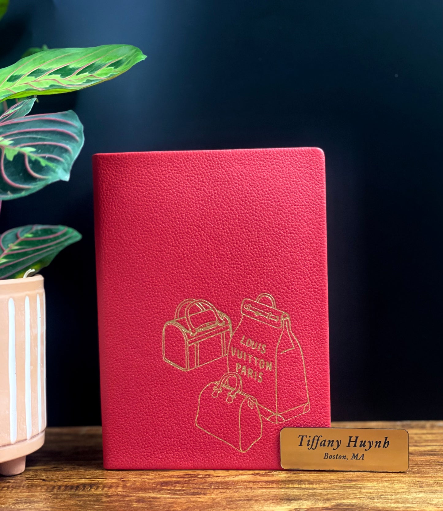Authentic Louis Vuitton Red Leather Trunks Travel Journal Notebook