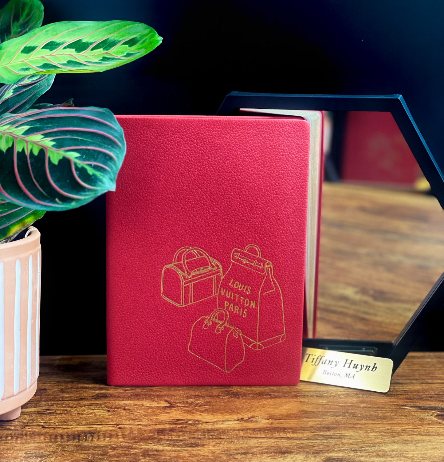 Authentic Louis Vuitton Red Leather Trunks Travel Journal Notebook