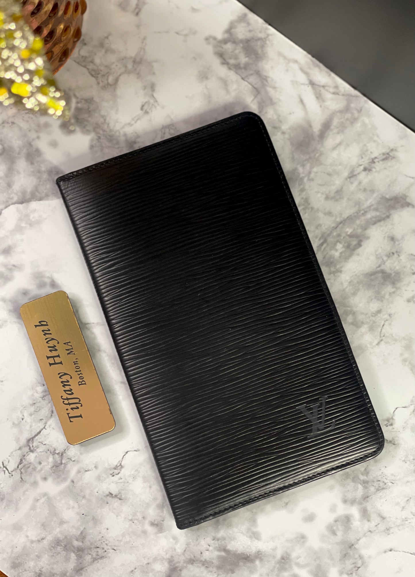 Authentic Black Epi Checkbook Cover