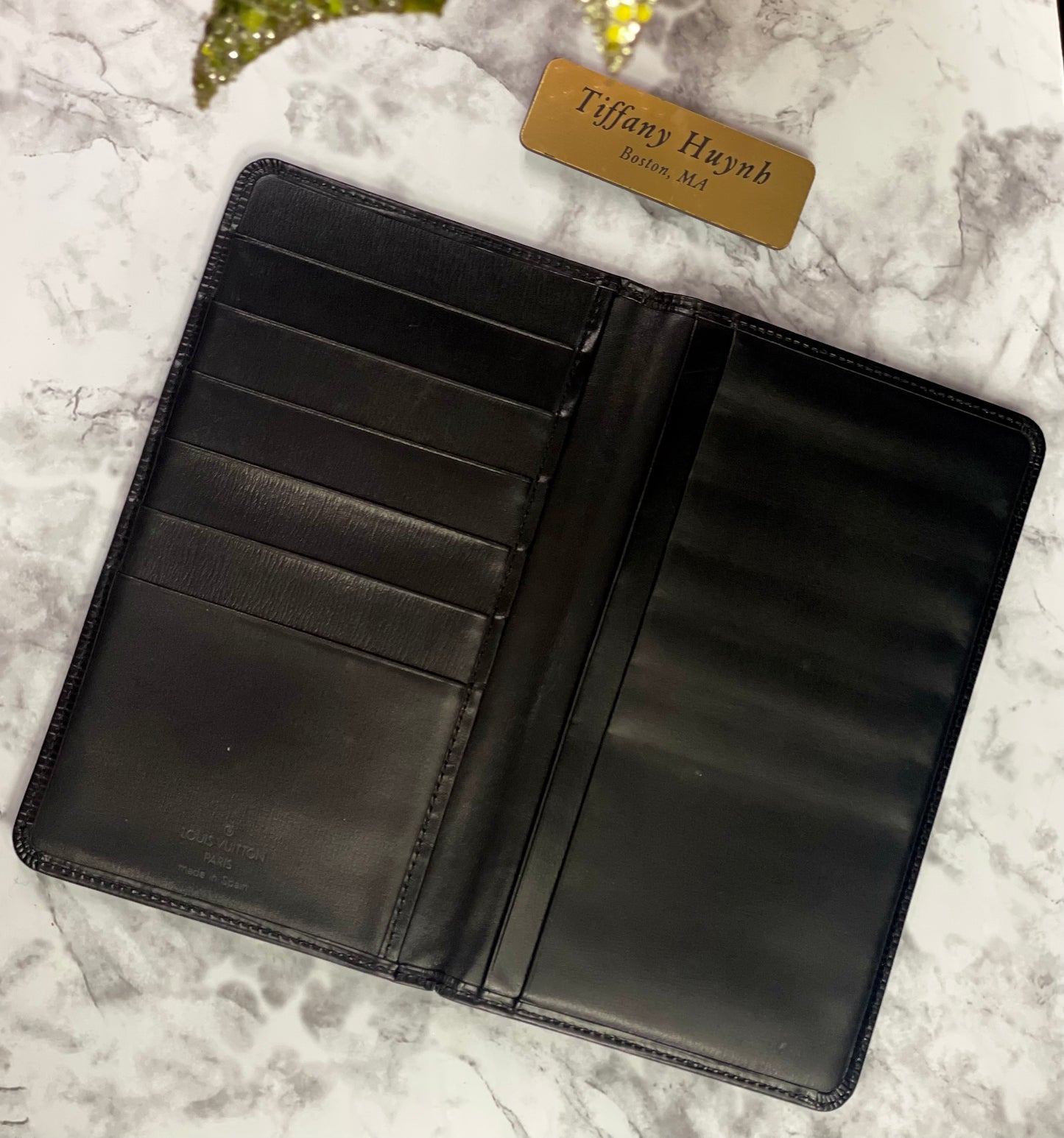 Authentic Black Epi Checkbook Cover
