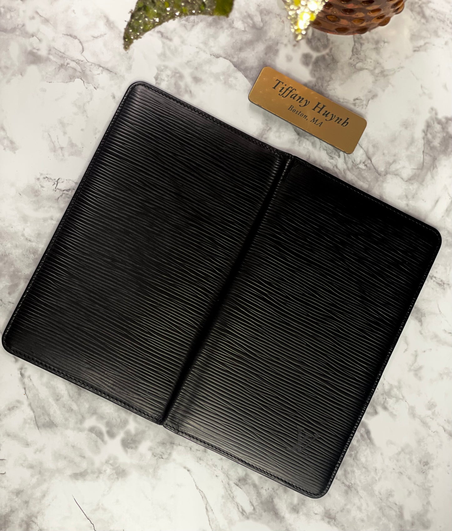 Authentic Black Epi Checkbook Cover