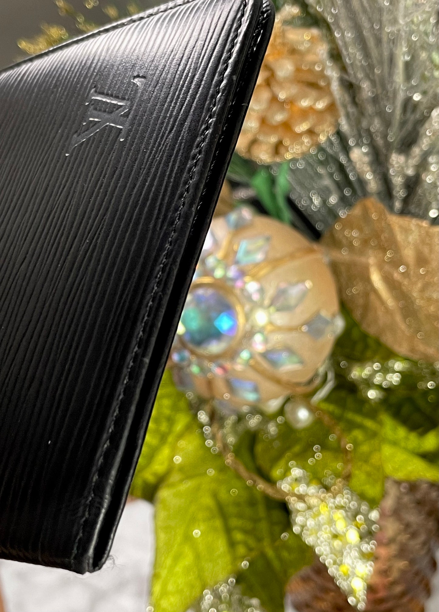 Authentic Black Epi Checkbook Cover