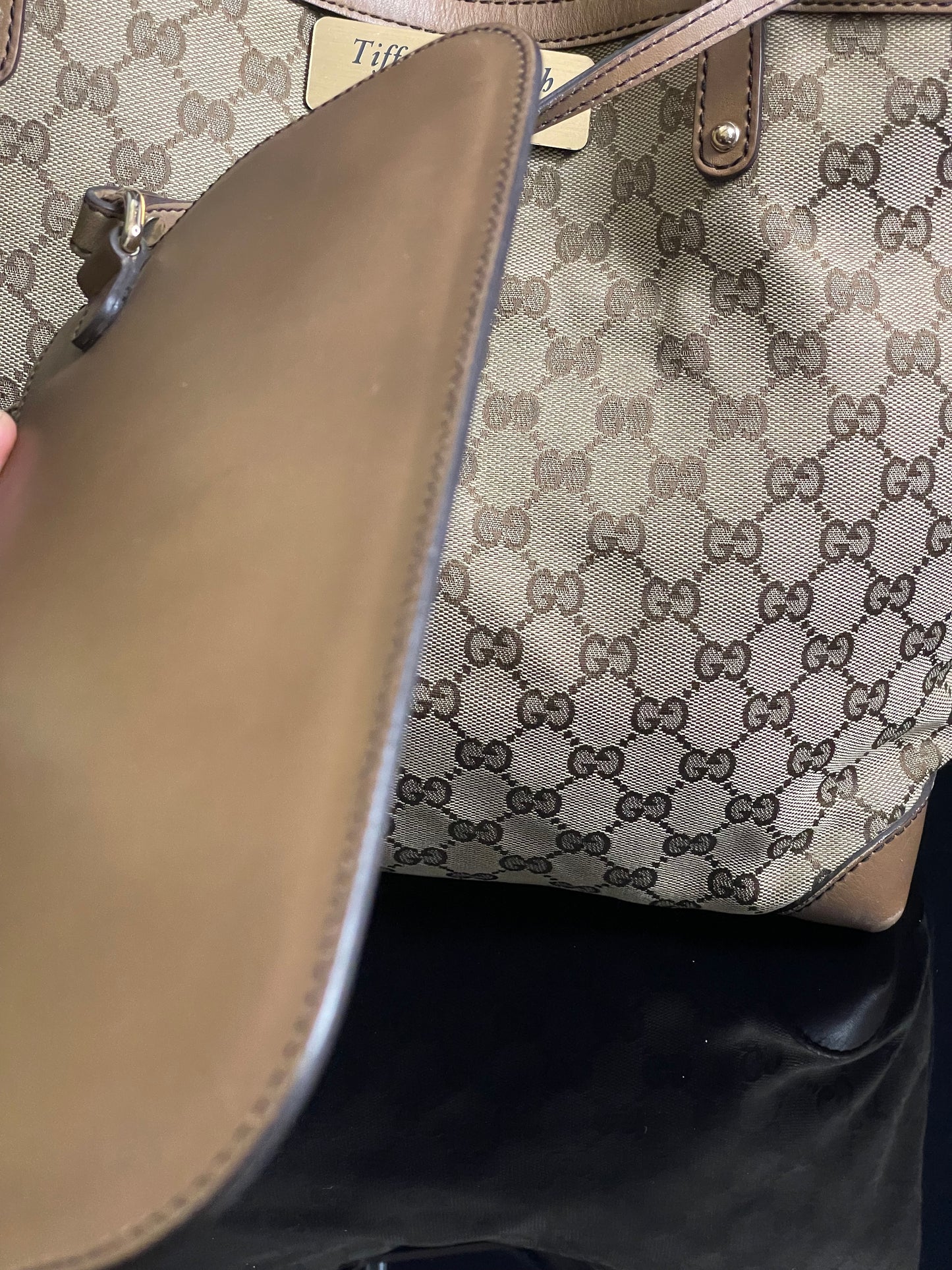 Authentic Gucci GG Monogram Canvas Tote Shoulder w/ Pouch