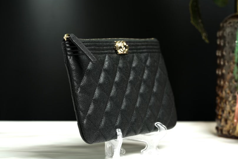 Authentic 20A Chanel Boy Small O Case w/ LGHW