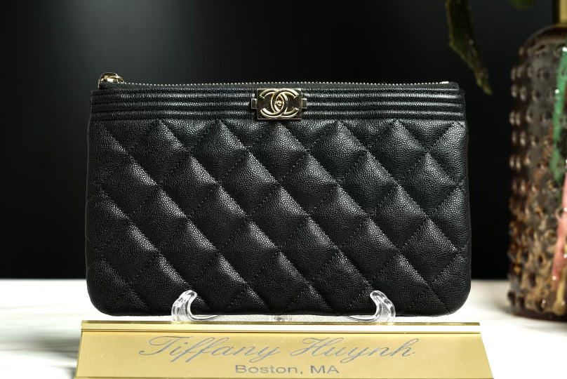 Authentic 20A Chanel Boy Small O Case w/ LGHW