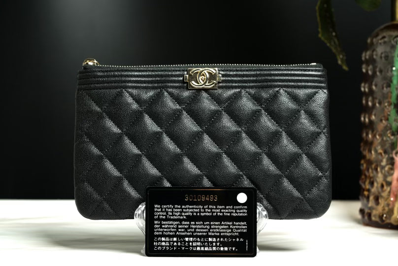 Authentic 20A Chanel Boy Small O Case w/ LGHW