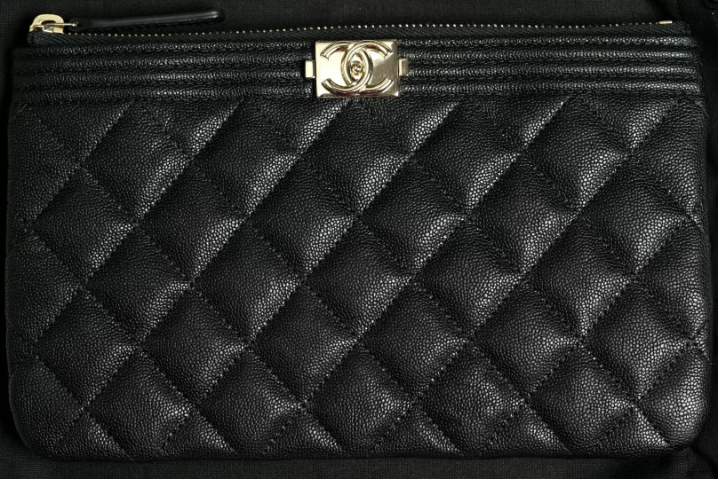 Authentic 20A Chanel Boy Small O Case w/ LGHW