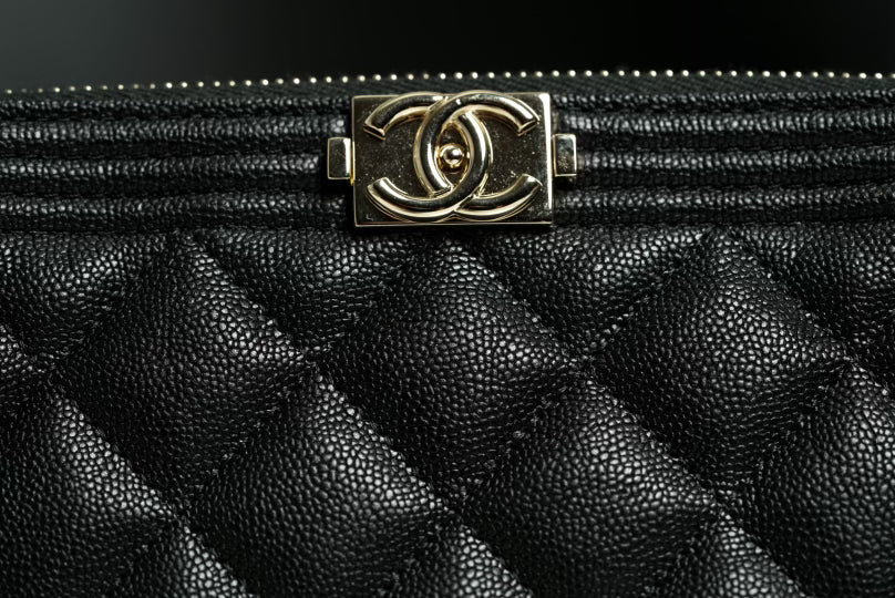 Authentic 20A Chanel Boy Small O Case w/ LGHW