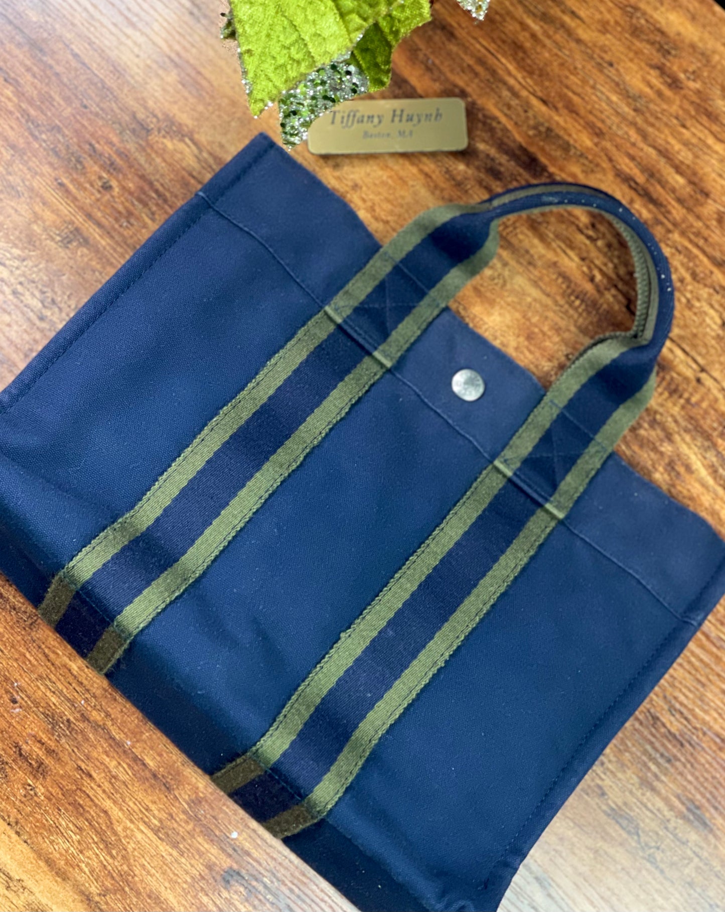 Authentic HERMÈS Paris Vintage Blue Cotton Fourre Tout PM Herline Tote Bag