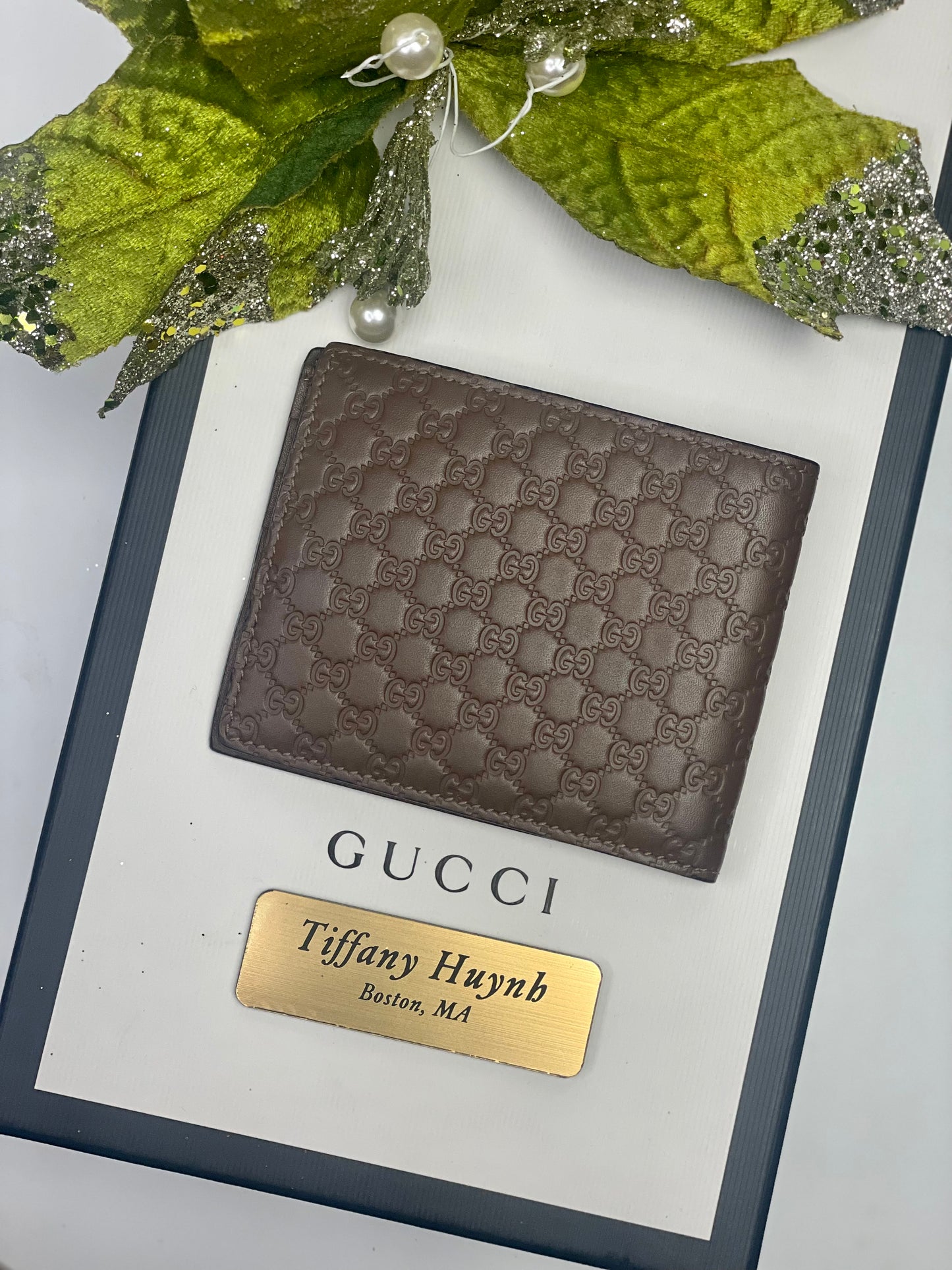 Authentic Gucci Mens Brown Microguccissma Leather Bifold Wallet