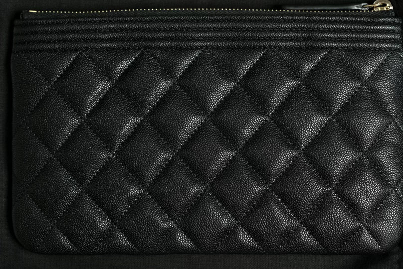Authentic 20A Chanel Boy Small O Case w/ LGHW
