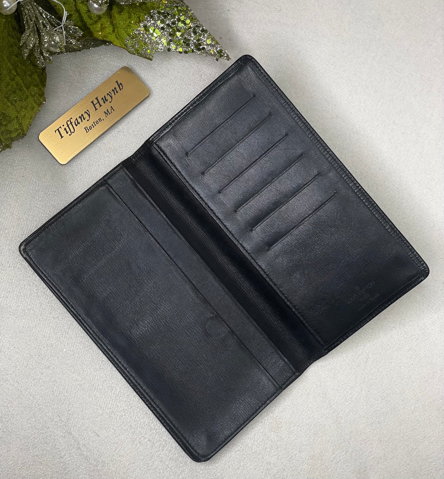 Authentic Black Epi Checkbook Cover