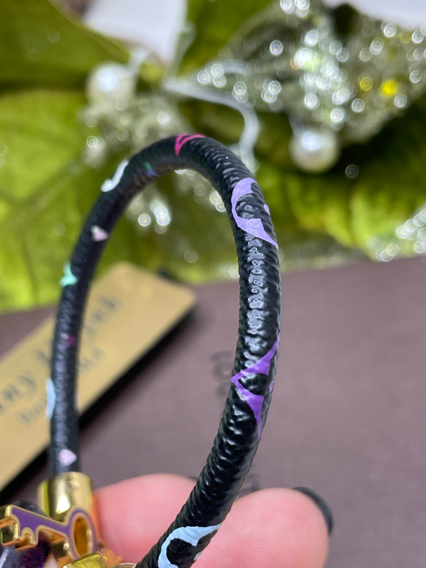 Authentic Takashi Murakami x Louis Vuitton Black Monogram Multicolore Luck It Bracelet