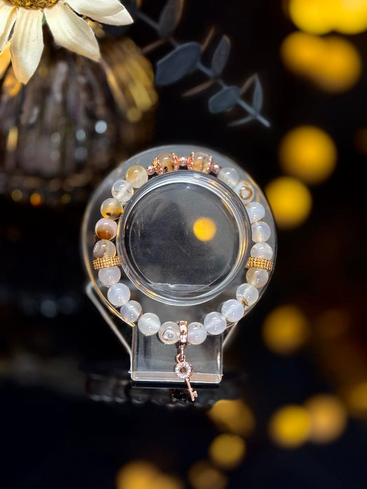 Flower Agate Crystal Bracelet with Charm
