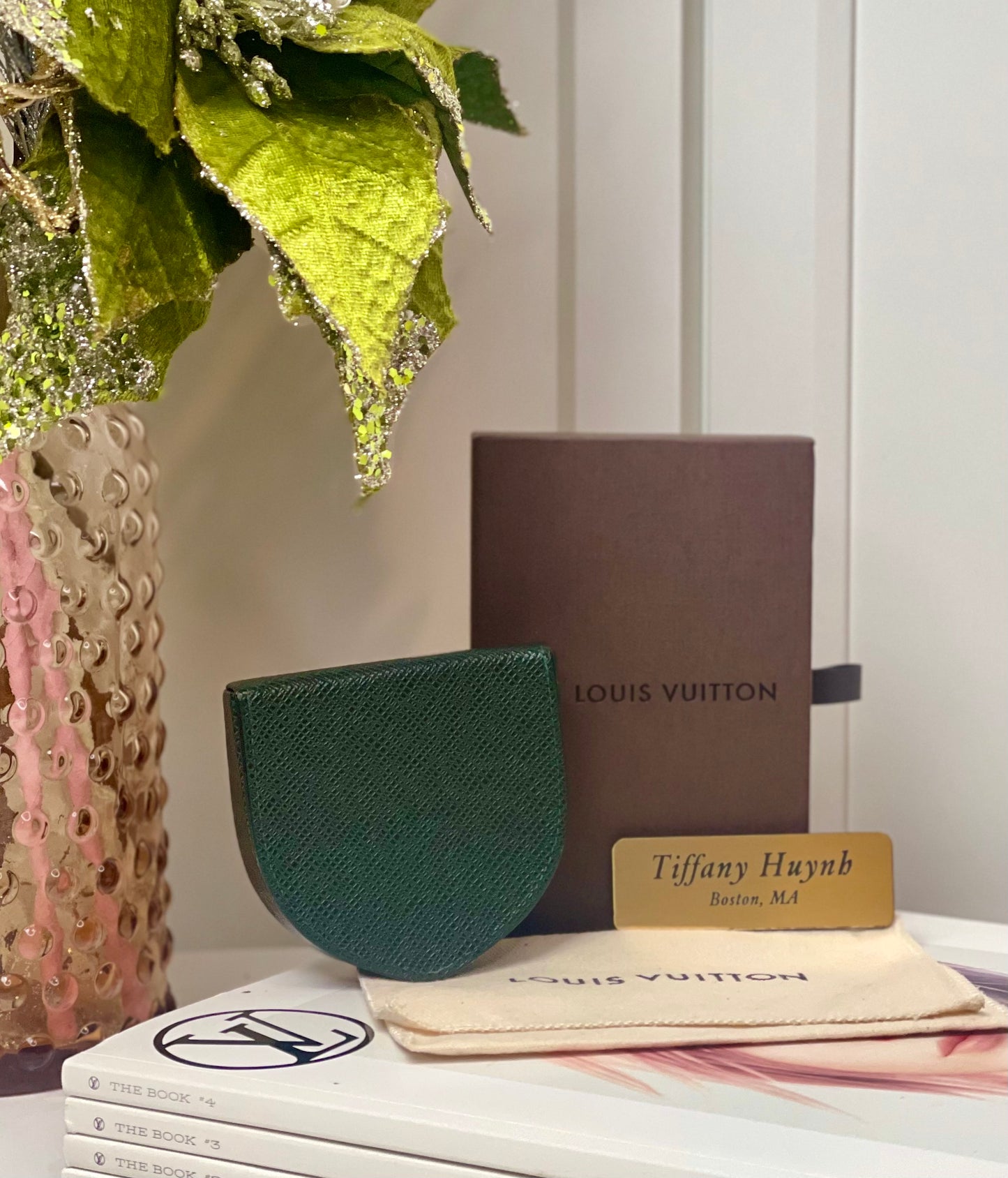 Authentic Louis Vuitton Taiga Porte-Monnaie Cuvette Coin Case in Epicea Green