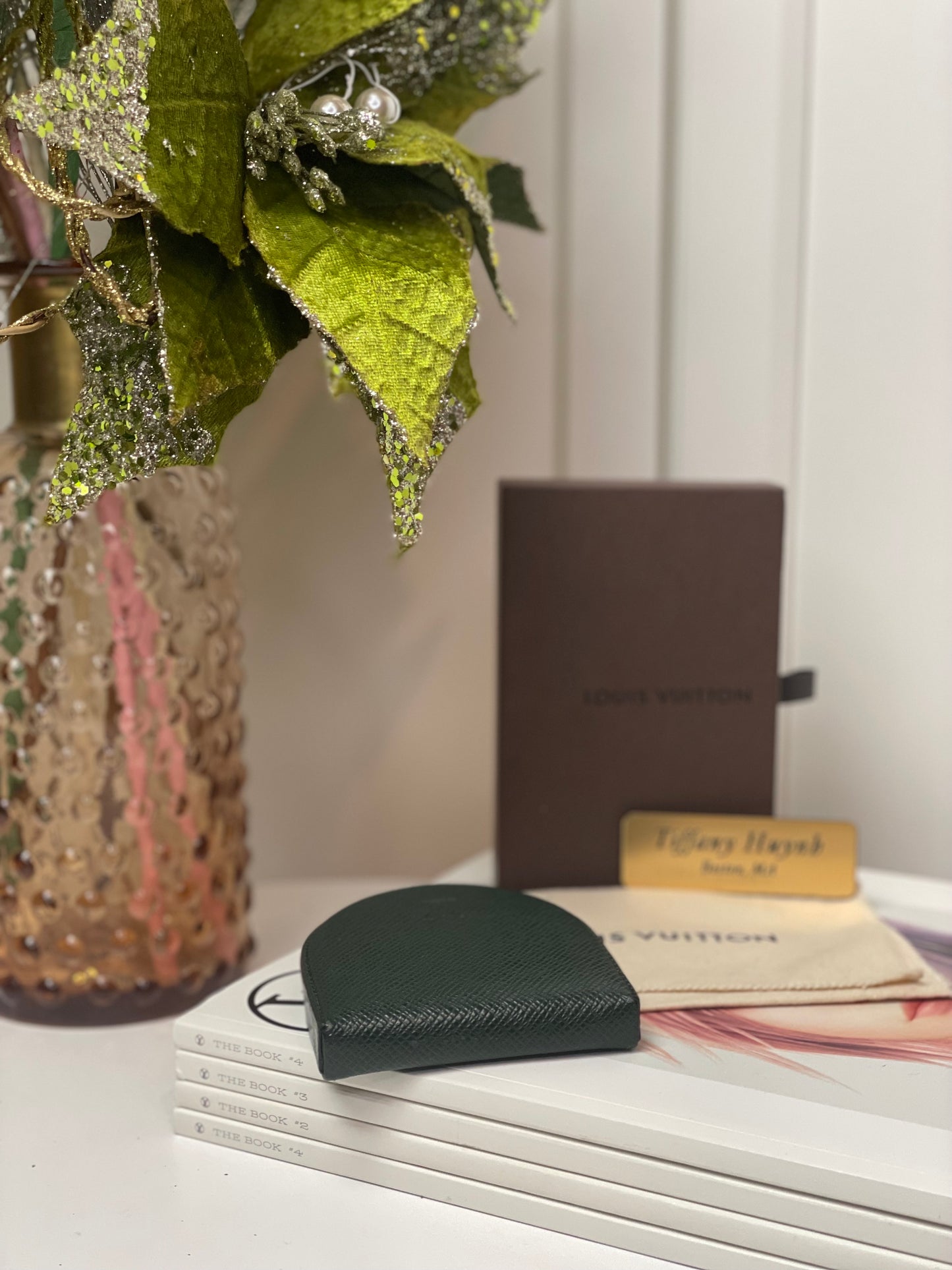 Authentic Louis Vuitton Taiga Porte-Monnaie Cuvette Coin Case in Epicea Green