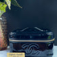 Authentic CHANEL Vanity Cosmetic Case crafted of Black Patent Leather