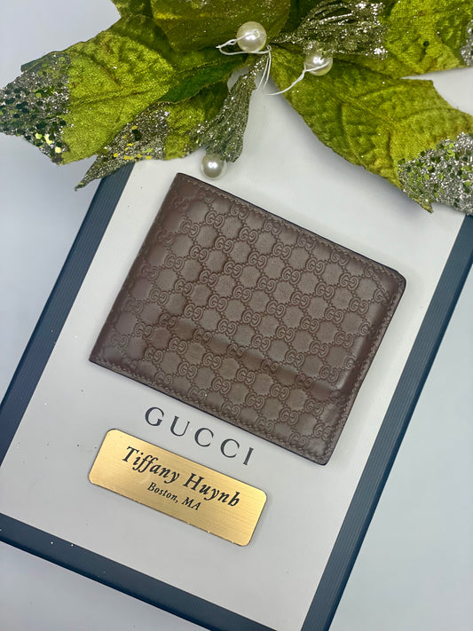 Authentic Gucci Mens Brown Microguccissma Leather Bifold Wallet
